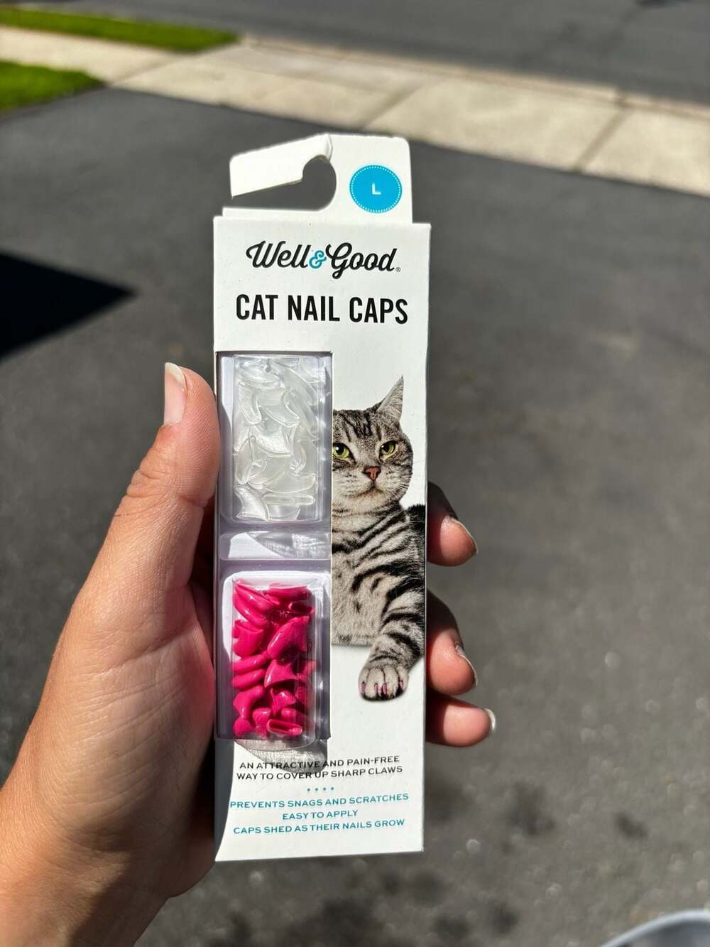 Well & Good Cat Nail Caps, Large, Clear & Pink